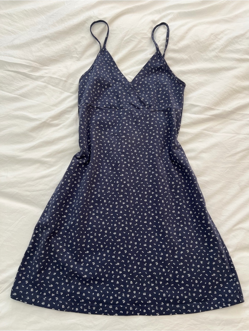 Brandy Melville Navy Slip Dress with White Floral Print